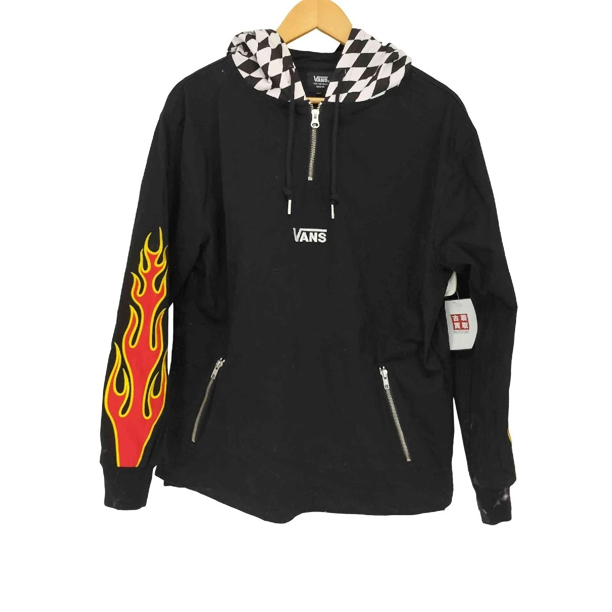 VANS 火焰图案半拉链套头连帽衫 男款 M 码 二手 成交价 2090 日元_樱花直邮