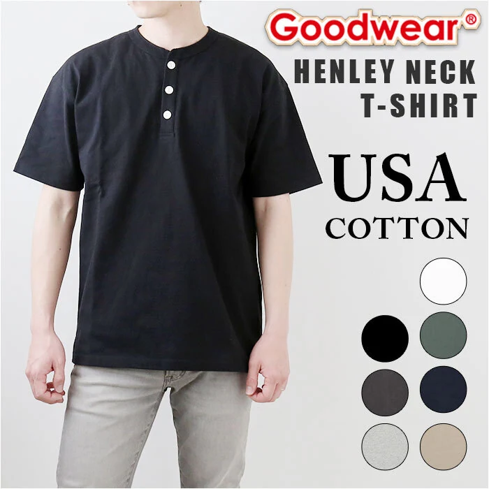 Goodwear USA 棉质亨利衫 T 恤 L 码 浅灰色 细节图