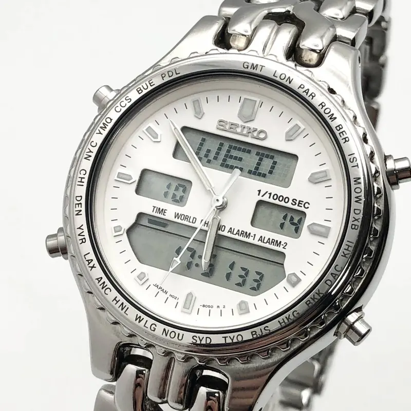 SEIKO 世界时间 H021-8050 数字模拟双显石英表 以 13600 日元成交_樱花直邮
