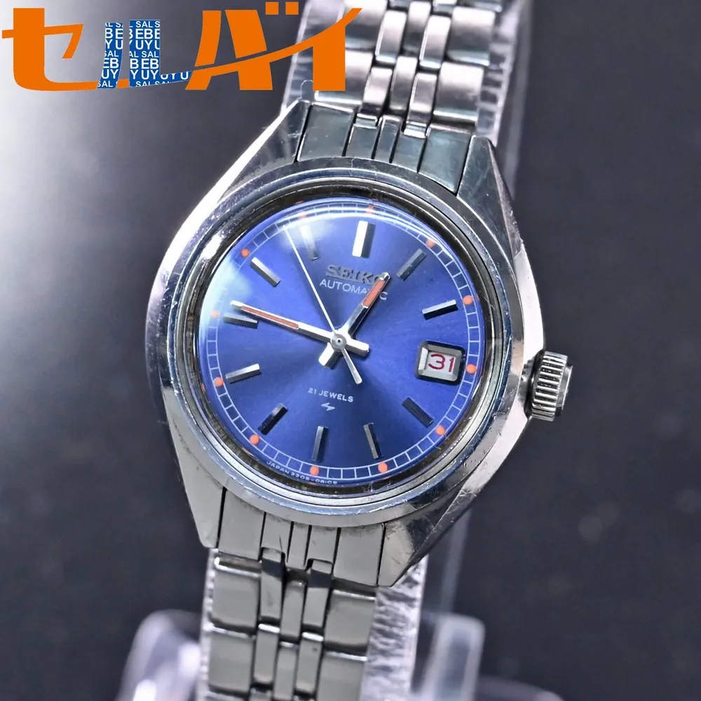 SEIKO 精工复古自动机械腕表 蓝色表盘 原装表带 成交价 2800 日元_樱花直邮