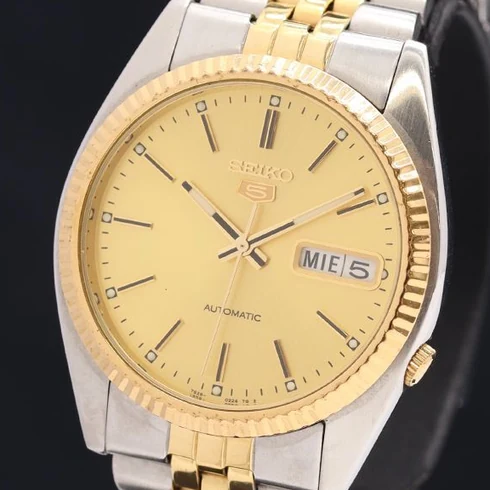 SEIKO 5 7S26-0500 金色表盘星期日期自动机械男表 成交记录_樱花直邮
