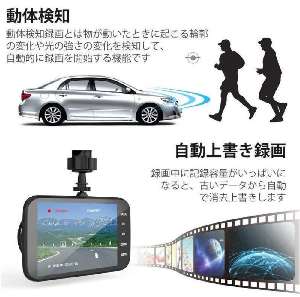 行车记录仪屏幕与按键布局
