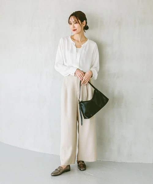 GLOBAL WORK 女装长袖衬衫 MEDIUM 码米白色细节图
